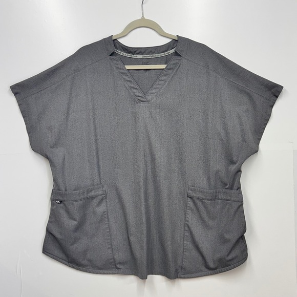 ClimateRight by Cuddl Duds‎ Womens 3X Grey Heather Scrub Top V Neck Short Sleeve - Picture 1 of 10